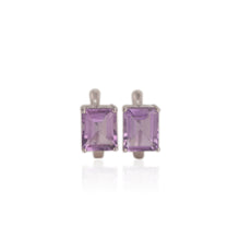 Load image into Gallery viewer, 9 x 11 mm. Octagon Cut Purple Brazilian Amethyst Earrings
