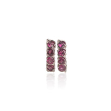 Load image into Gallery viewer, 4 mm. Round Cut Purple African Rhodolite Garnet Cluster Earrings
