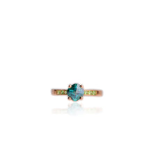 Load image into Gallery viewer, 6 mm. Cushion with Checkerboard Cut Green Brazilian Mystic Topaz and Tsavorite Garnet Accents Ring
