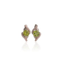 Load image into Gallery viewer, 7 mm. Round Cut Green Pakistani Peridot with Cz Accents Earrings
