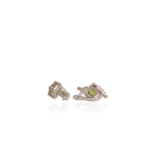 Load image into Gallery viewer, 7 mm. Round Cut Green Pakistani Peridot with Cz Accents Earrings
