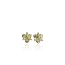 Load image into Gallery viewer, 5 mm. Round Cut Green Pakistani Peridot Cluster Earrings
