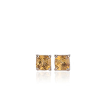 Load image into Gallery viewer, 6 mm. Cushion Cut Yellow Brazilian Citrine Earrings
