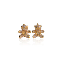Load image into Gallery viewer, 8 mm. Heart Cut Yellow Brazilian Citrine with Cz Accents Bear Earrings

