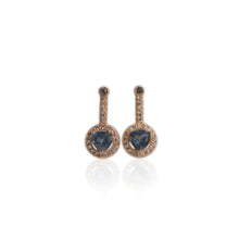 Load image into Gallery viewer, 5 mm. Trillion Cut London Blue Brazilian Topaz with Cz Accents Earrings

