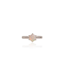 Load image into Gallery viewer, 7 mm. Hexagon Cut Multi-coloured  Ethiopian Opal Ring (Blemished)
