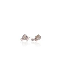 Load image into Gallery viewer, 5 mm. Trillion Cut Multi-coloured Ethiopian Opal with Cz Halo Drop Earrings

