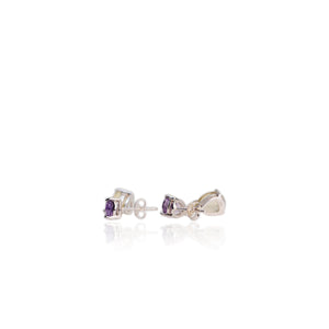 6 x 9 mm. Pear Cut Purple Brazilian Amethyst and Citrine Drop Earrings