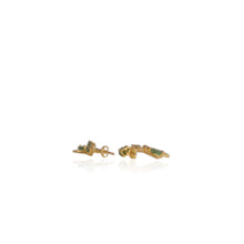 Load image into Gallery viewer, 4 x 6 mm. Oval Cut Green Brazilian Emerald with Ruby and Sapphire Accents Tree Drop Earrings
