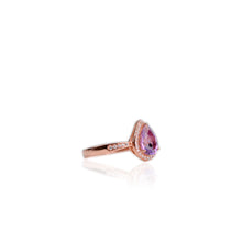 Load image into Gallery viewer, 6 x 9 mm. Pear Cut Purple Brazilian Amethyst with Cz Halo Ring
