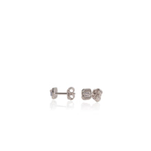 Load image into Gallery viewer, 3 x 5 mm. Octagon Cut Blue Violet Tanzanite with Cz Halo Earrings
