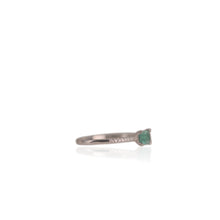 Load image into Gallery viewer, 4 x 6  mm. Octagon Cut Green Brazilian Emerald with Cz Band Ring
