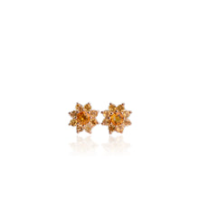 Load image into Gallery viewer, 5 mm. Round Cut Yellow Brazilian Citrine Cluster Earrings
