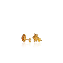 Load image into Gallery viewer, 3 x 5 mm. Oval Cut Yellow Brazilian Citrine and Rhodolite Garnet Cluster Earrings
