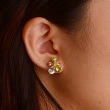 Load image into Gallery viewer, 6 x 8 mm. Pear Cut White Brazilian Topaz, Peridot, Citrine Cluster Earrings (Blemished)
