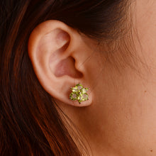 Load image into Gallery viewer, 5 mm. Round Cut Green Pakistani Peridot Cluster Earrings
