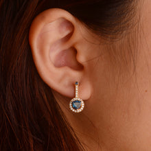 Load image into Gallery viewer, 5 mm. Trillion Cut London Blue Brazilian Topaz with Cz Accents Earrings
