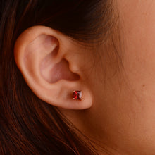 Load image into Gallery viewer, 5 mm. Cushion Cut Purple African Rhodolite Garnet Earrings
