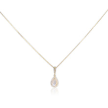 Load image into Gallery viewer, 6 x 9 mm. Pear Cut White Indian Moonstone with Cz Halo Pendant and Necklace
