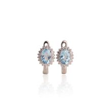 Load image into Gallery viewer, 6 x 8 mm. Oval Cut Sky Blue Brazilian Topaz with Cz Accents Earrings
