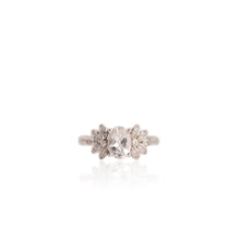 Load image into Gallery viewer, 6 x 8 mm. Oval Cut White Brazilian Topaz with Cz Accents Ring

