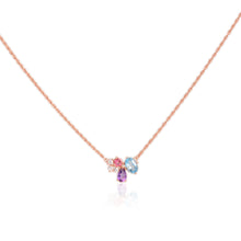 Load image into Gallery viewer, 5 x 7 mm. Oval Cut Swiss Blue Brazilian Topaz and Amethyst with Cz Accents Necklace
