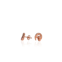 Load image into Gallery viewer, 5 mm. Round Cut Pink Brazilian Mystic Topaz with Cz Accents Moon Earrings
