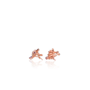 8 mm. Carved Flower Pink Mother of Pearl, Garnet, Amethyst and Peridot with Cz Accents Cluster Earrings