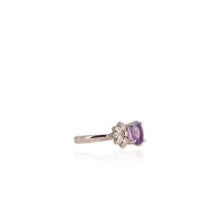 Load image into Gallery viewer, 6 x 8 mm. Oval Cut Purple Brazilian Amethyst with Cz Accents Ring

