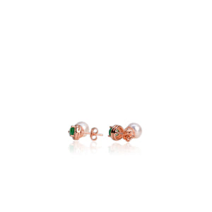 7 mm. Freshwater Pearl and Agate with Cz Accents Drop Earrings