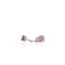 Load image into Gallery viewer, 9 mm. Round Cut Purple Brazilian Amethyst with Cz Accents Earrings (Blemished)
