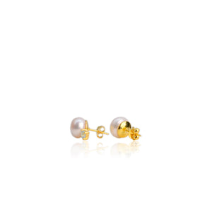 11.5 mm. Freshwater Pearl and Topaz Earrings