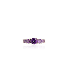 Load image into Gallery viewer, 7 mm. Round Cut Purple Brazilian Amethyst Cluster Ring (Blemished)
