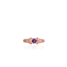 Load image into Gallery viewer, 5 mm. Round Cut Purple Brazilian Amethyst with Cz Accents Ring
