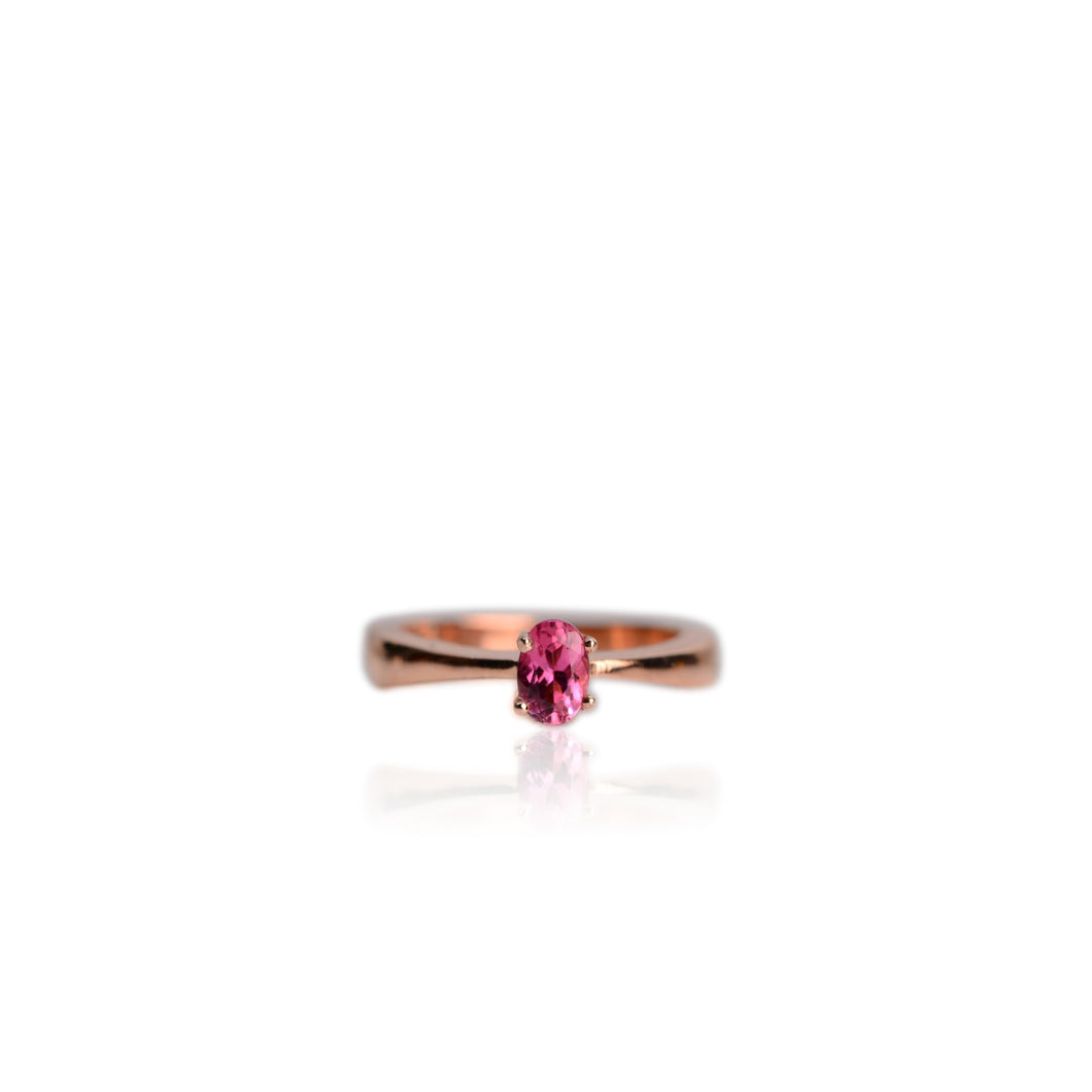 4 x 6 mm. Oval Cut Pink Brazilian Tourmaline Ring