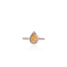 Load image into Gallery viewer, 6 x 9 mm. Pear Cut Yellow Brazilian Citrine with Cz Halo Ring
