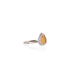 Load image into Gallery viewer, 6 x 9 mm. Pear Cut Yellow Brazilian Citrine with Cz Halo Ring
