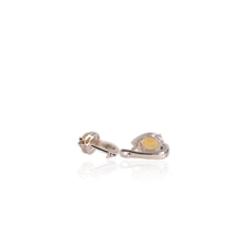 Load image into Gallery viewer, 6 x 9 mm. Pear Cut Yellow Brazilian Citrine with Cz Halo Earrings
