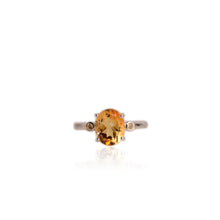 Load image into Gallery viewer, 9 x 11 mm. Oval Cut Yellow Brazilian Citrine with Citrine Accents Ring
