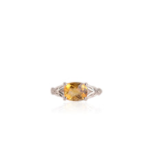 Load image into Gallery viewer, 7 x 9 mm. Cushion with Checkerboard Cut Yellow Brazilian Citrine Ring
