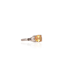 Load image into Gallery viewer, 7 x 9 mm. Cushion with Checkerboard Cut Yellow Brazilian Citrine Ring
