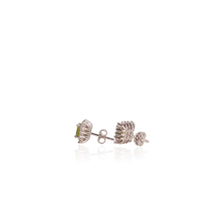 Load image into Gallery viewer, 5 mm. Square Cut Green Pakistani Peridot with Cz Accents Earrings
