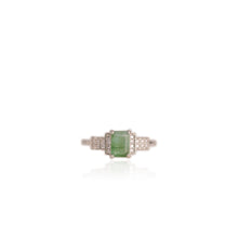 Load image into Gallery viewer, 5 x 7 mm. Octagon Cut Green Zambian Emerald with Cz Accents Ring
