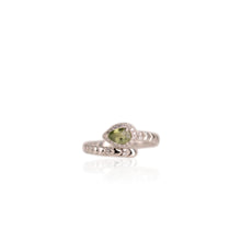 Load image into Gallery viewer, 4 x 6 mm. Pear Cut Green Thai Sapphire with Cz Halo Open Ring
