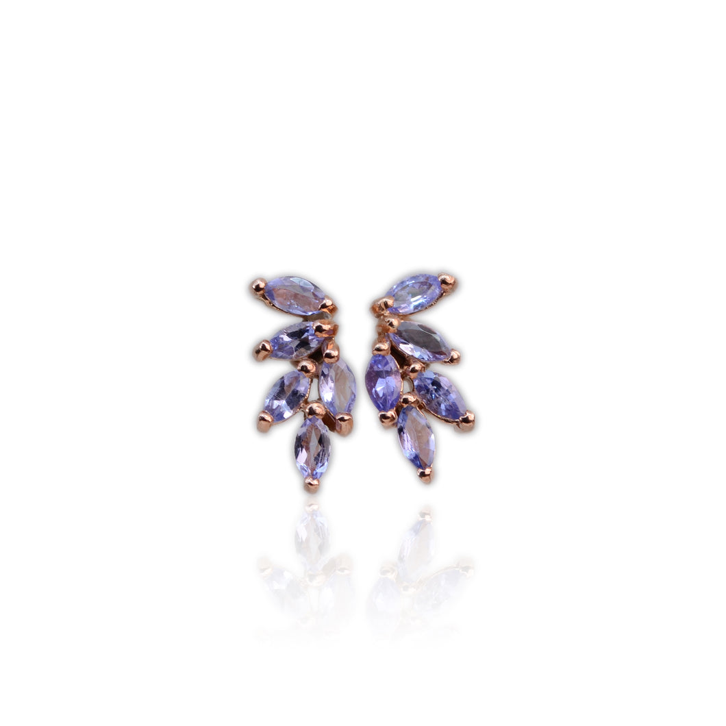 2.5 x 5 mm. Marquise Cut Blue Violet Tanzanite Cluster Earrings