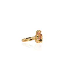 Load image into Gallery viewer, 3 x 4 mm. Pear Cut Multi-coloured Brazilian Tourmaline with Chrome Diopside Accents Cluster Ring (Blemished)
