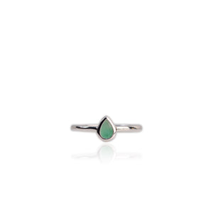 4 x 6 mm. Pear Cut Green Zambian Emerald Ring