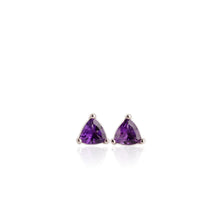 Load image into Gallery viewer, 6 mm. Trillion Cut Purple Brazilian Amethyst Earrings
