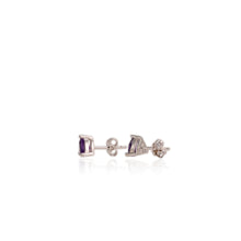 Load image into Gallery viewer, 6 mm. Trillion Cut Purple Brazilian Amethyst Earrings
