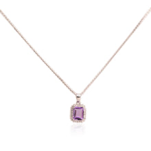 Load image into Gallery viewer, 8 x 10 mm. Octagon Cut Purple Brazilian Amethyst with Cz Accents Pendant and Necklace

